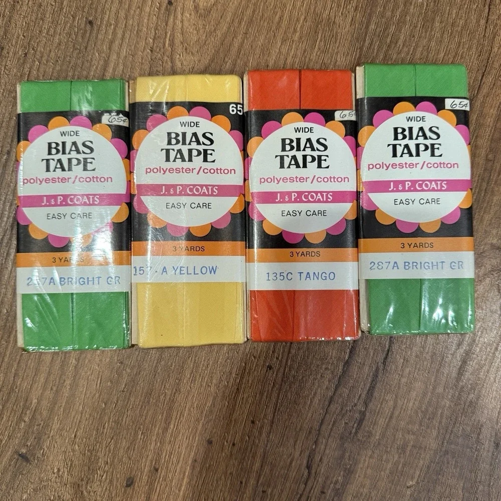 J.&P. Coats Bias Tape Quilt Binding Vintage Vtg Green Yellow Orange Tango